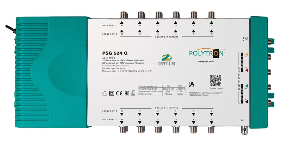 PSG 524 Q Πολυδιακόπτης 1 Δορυφόρος 5/24 ACTIVE(1 Δορυφόροι+ Επίγεια-24Εξόδους POLYTRON