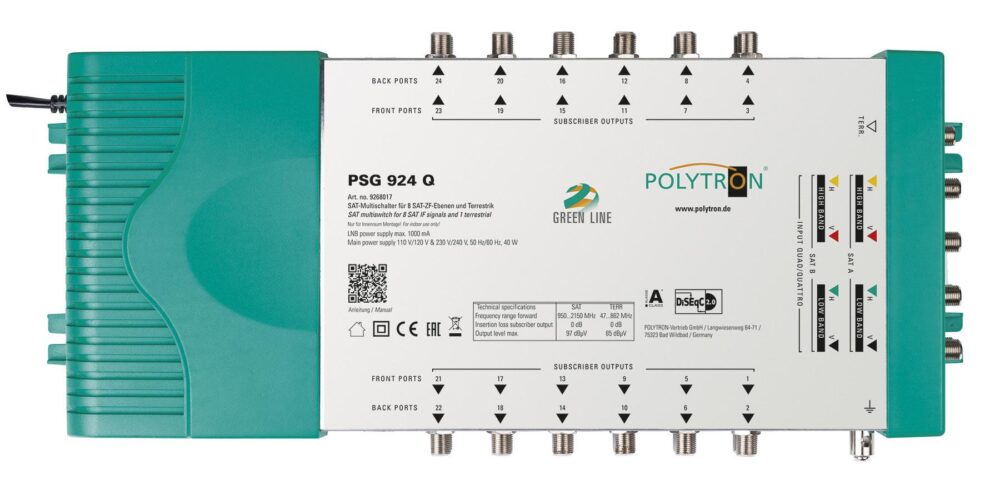 PSG 924 Q II Πολυδιακόπτης 9/24 ACTIVE(2 Δορυφόροι+ Επίγεια-24 Εξόδους) POLYTRON