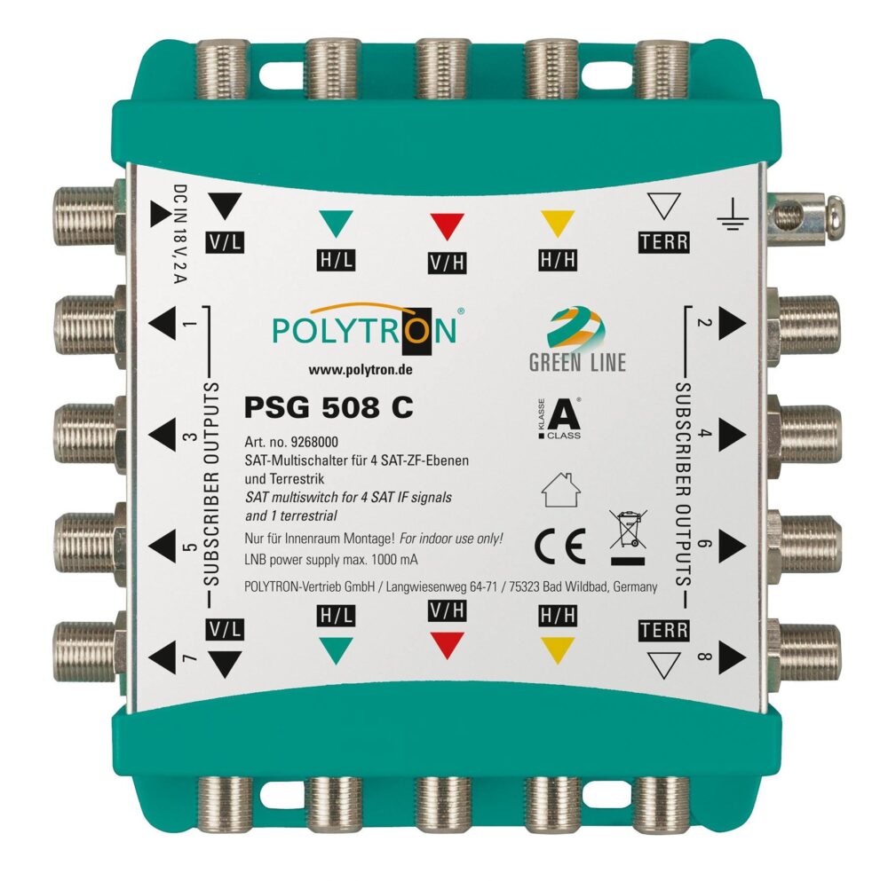 PSG 508 C Επεκτάσιμος Πολυδιακόπτης 5/8 ACTIVE(1 Δορυφόροι+Επίγειο-8 Εξόδους)POLYTRON