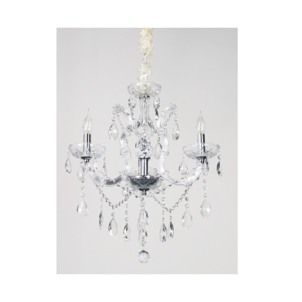 5244-3ch Inlight Κρεμαστό φωτιστικό από χρυσό μέταλλο γυαλί και κρύσταλλα 3XE14 D:45cm (5244-3-Χρώμιο)