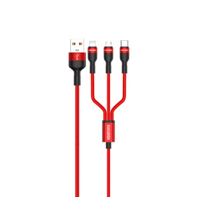 KSC-436/RED SMART CHARGING DATA 3 ΣΕ 1 LIGTHNING/MICRO/TYPE C (1Μ) ΚΟΚΚΙΝΟ