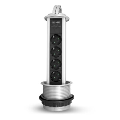 201361 Επιτραπέζιο πολύπριζο 4 θέσεων, 2x USB GEYER
