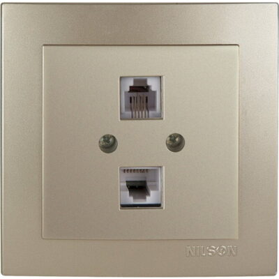 24151049 Σατινέ πρίζα δικτύου RJ45-CAT6-RJ11 GEYER