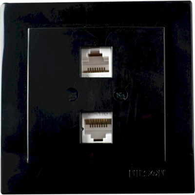 24221047 Μαύρη πρίζα δικτύου CAT6  διπλή GEYER