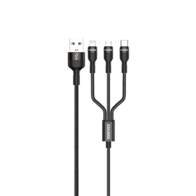 KSC-436/BLACK SMART CHARGING DATA 3 ΣΕ 1 LIGTHNING/MICRO/TYPE C (1Μ) ΜΑΥΡΟ