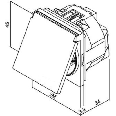 740602S Πρίζα σουκο με καπάκι 2 θέσεων Ιβουάρ 2Ρ+Ε 16Α 250V GEYER