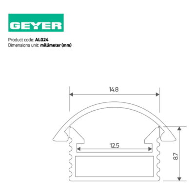 AL024 Προφίλ αλουμινίου AL024 για LED έως 10mm GEYER