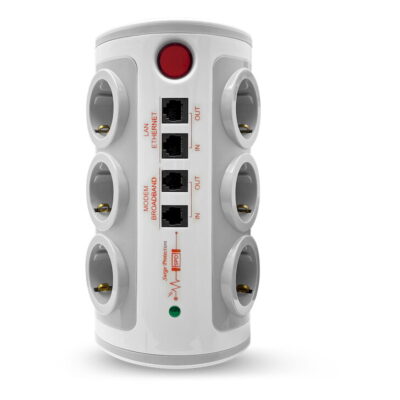 GES-055 Πολύπριζο 6 θέσεων με διακόπτη 2 USB 1A  RJ11 RJ45 GEYER