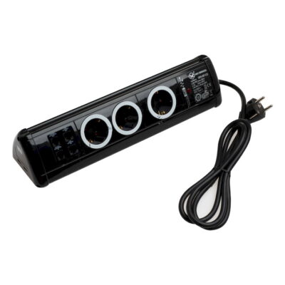 GES-057-C/3 Πολύπριζο 3 θέσεων 2 USB 1 RJ45 1 RJ11 GEYER