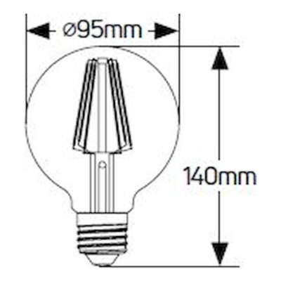 LFGNM276CD Λάμπα LED Αντεστραμμένου καθρέφτη χαλκός G95 6W E27 2700K 550lm dim GEYER