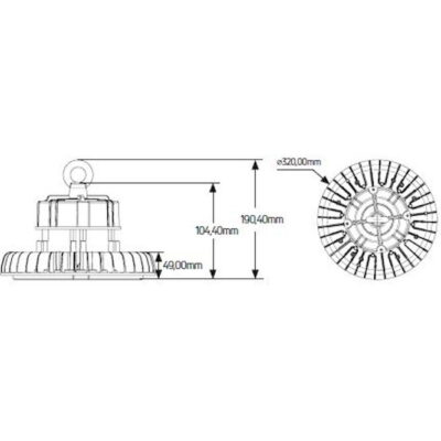 LHB240DSG90 Καμπάνα LED Highbay Premium 240W 6500K 31200lm 90° IP65 GEYER