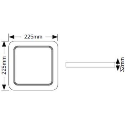 LPLAW18TS Επίτοιχο PL LED τετράγωνο 18W 3000K 1550lm 225x225mm GEYER