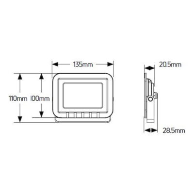 LPRM20W Προβολέας LED 20W 3000K 1600lm IP65 μαύρος GEYER