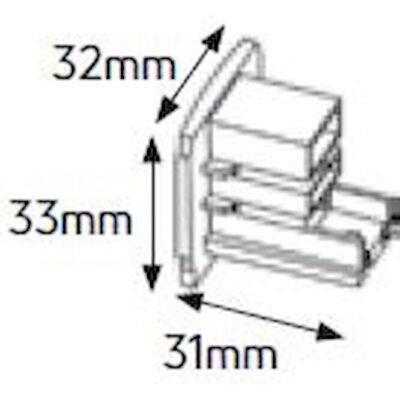 LTEC-B Τερματική τάπα εξωτερική/χωνευτή για ράγα τριφασική μαύρη GEYER