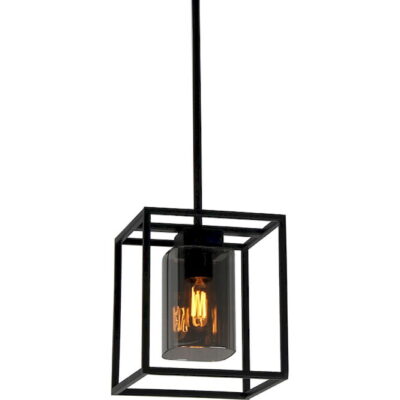 PBIS1015 Φωτιστικό Iron E27 200x200 καλώδιο 2.5m μαύρο smoky glass GEYER