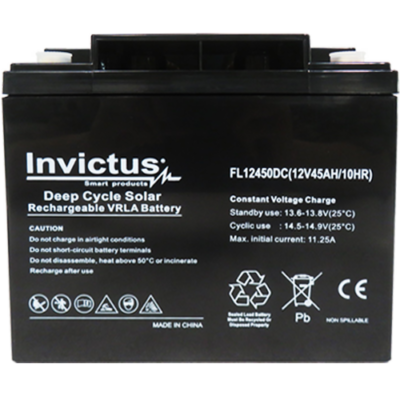 INVICTUS FL12-45 SOLAR ΜΠΑΤΑΡΙΑ ΜΟΛΥΒΔΟΥ 45AH 12V INVICTUS