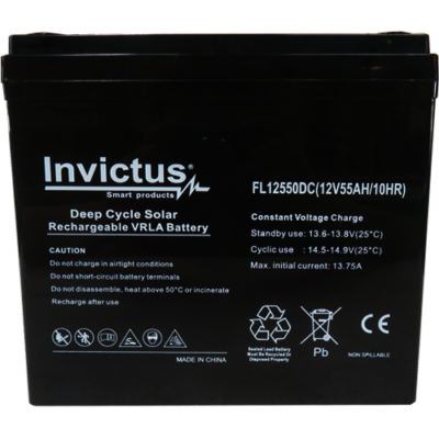 INVICTUS FL12-55 SOLAR ΜΠΑΤΑΡΙΑ ΜΟΛΥΒΔΟΥ 55AH 12V INVICTUS