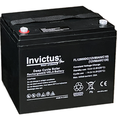 INVICTUS FL12-80 SOLAR ΜΠΑΤΑΡΙΑ ΜΟΛΥΒΔΟΥ 80AH C10 / 96AH C120 INVICTUS