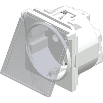 740601S Πρίζα σουκο με καπάκι 2 θέσεων Λευκή 2Ρ+Ε 16Α 250V GEYER