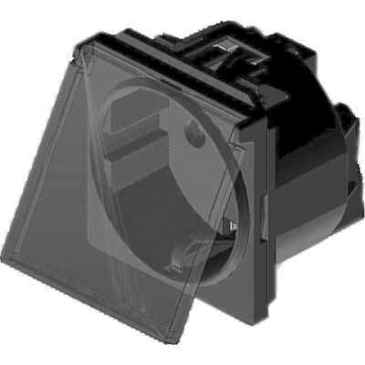 740608S Πρίζα σουκο με καπάκι 2 θέσεων Μαύρη 2Ρ+Ε 16Α 250V GEYER