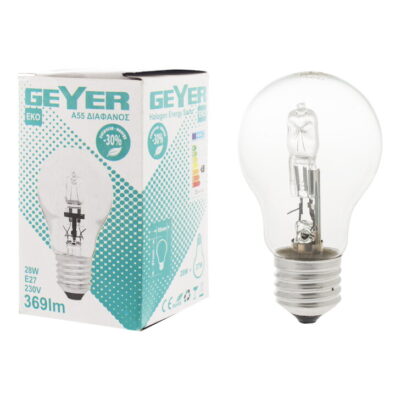 FACL2728 Λάμπα Αλογόνου Κλασσική A55 28W E27 2700K 369lm GEYER
