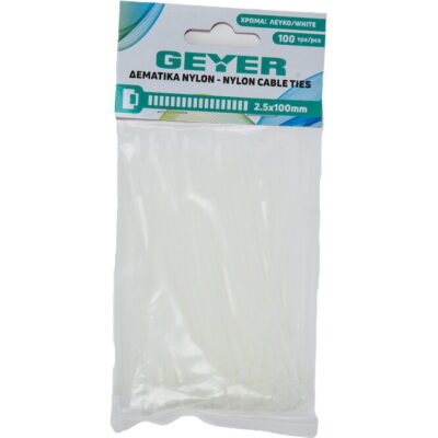 G2.5CT100W Δεματικά 2.5x100mm λευκά (100τμχ) GEYER