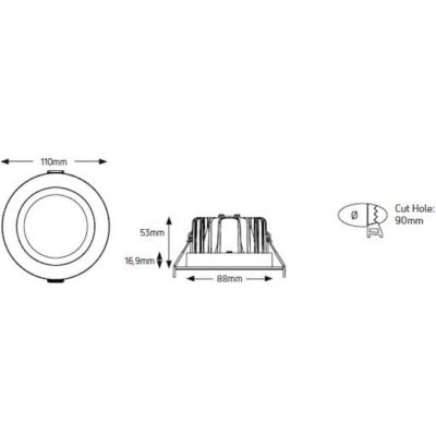 LDLC901360W Φωτιστικό LED Downlight 13W 4000Κ 1090lm 60° GEYER