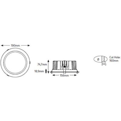 LDLW1602560W Φωτιστικό LED Downlight 25W 3000Κ 2700lm 60° GEYER
