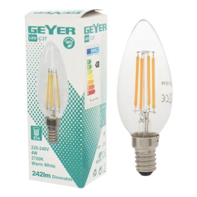LFCW144 Λάμπα LED Κερί Filament C35 4W E14 2700K 470lm GEYER