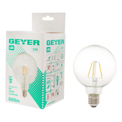 LFGNC275 Λάμπα LED Γλόμπος Filament G95 5W E27 4000K 600lm GEYER