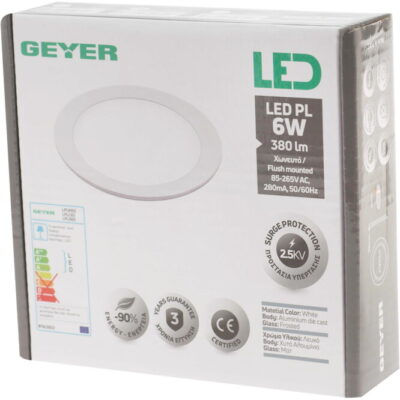 LPLC6S PL LED 6W 4000K 380lm Φ100mm GEYER