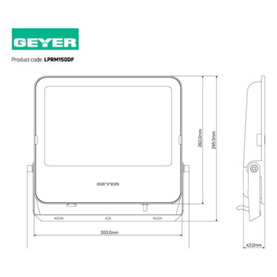 LPRM150DF Προβολέας LED FUTUR 150W 6500K 20250lm IP65 μαύρος GEYER