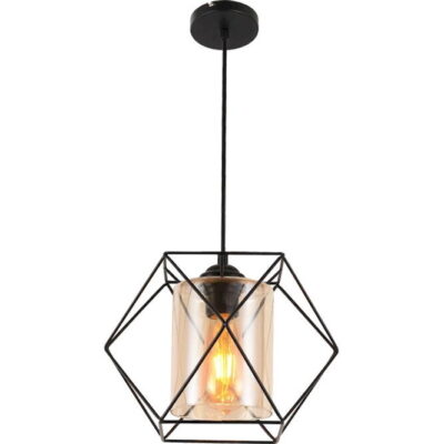 PBIS2021 Φωτιστικό Iron E27 200x210  καλώδιο 2.5m μαύρο smoky glass GEYER