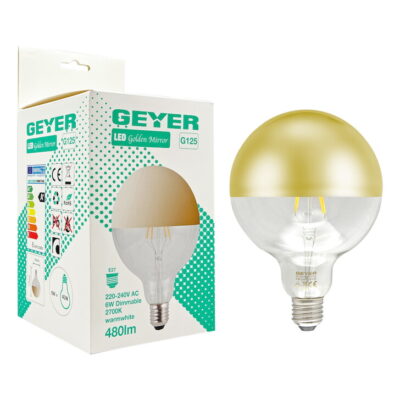 LFGBM276GD Λάμπα LED Αντεστραμμένου καθρέφτη χρυσό G125 6W E27 2700K 480lm dim GEYER