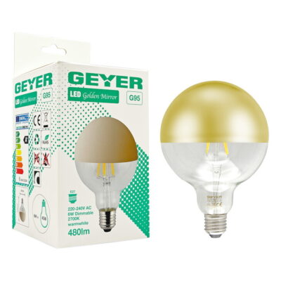 LFGNM276GD Λάμπα LED Αντεστραμμένου καθρέφτη χρυσό G95 6W E27 2700K 550lm dim GEYER