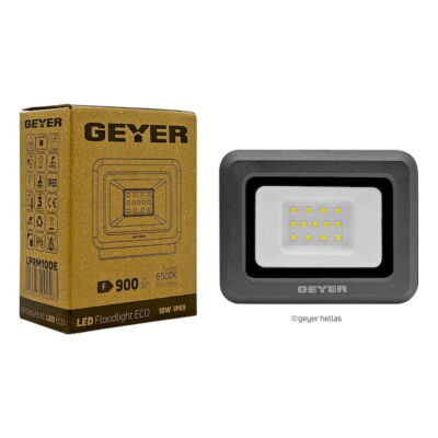 LPRM10DE Προβολέας LED Economy 10W 6500K 900lm IP65 μαύρος GEYER