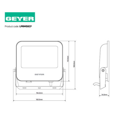 LPRM50CF Προβολέας LED FUTUR 50W 4000K 6750lm IP65 μαύρος GEYER
