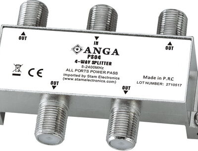 ANGA PS04 Splitter 4 Εξόδων 5-2400MHz Με διέλευση τάσης