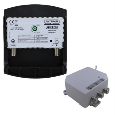 ANTTRON ΕΝΙΣΧΥΤΗΣ ΙΣΤΟΥ Α295 UHF 38dB/110dBμV - 5G LTE ΜΕ ΤΡΟΦΟΔΟΤΙΚΟ Α006 12V/3A (2 EΞΟΔΩΝ)