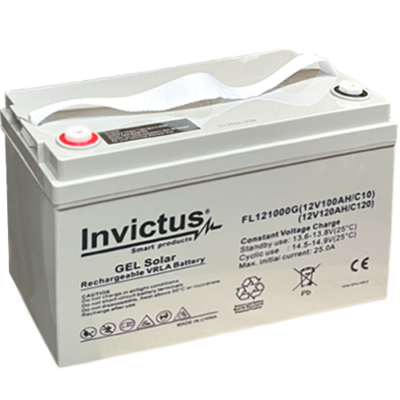 INVICTUS FLG12-100 SOLAR ΜΠΑΤΑΡΙΑ ΜΟΛΥΒΔΟΥ GEL 100AH C10 / 120AH C120 INVICTUS