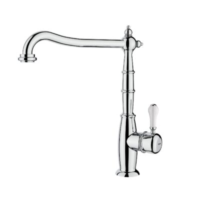 Μπαταρία Νεροχύτη Inox TEKA Περιστρεφόμενη με Retro Design & Κεραμικό Λευκό Χερούλι FO 915 3/8”-1/2”TOTAL 116030038