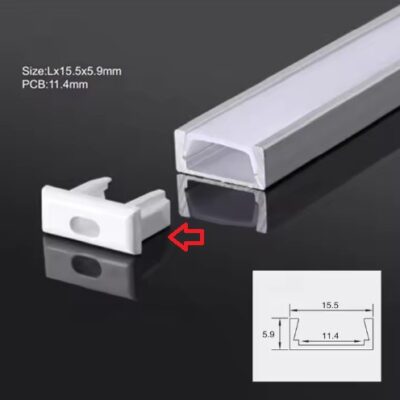 77-50575 SE-CAP-15 PLASTIC SET CAPS  FOR ALUMINIUM PROFILE 15,5x5,9mm (77-50573) HOMELIGHTING