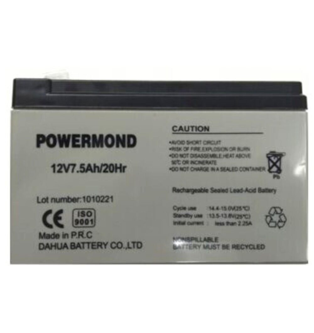 Μπαταρία 12V/ 7.5 AH POWERMOND Επαναφορτιζόμενη Μολύβδου ΜΕ ΦΑΡΔΥ ΠΟΛΟ