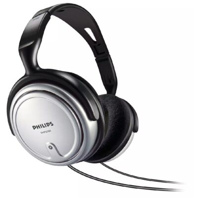 Ακουστικά Stereo TV Philips SHP2500 3.5 mm Ασημί - Μαύρo με Αντάπτορα 6.3 mm και Καλώδιο 6 m για Συσκευές Ήχου