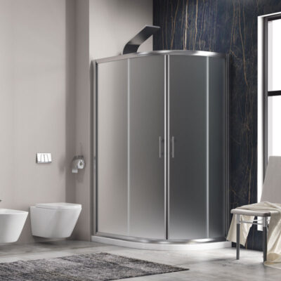 Καμπίνα ασύμμετρη ημικυκλική με icy κρύσταλλο FLORA 650 Cromo KARAG