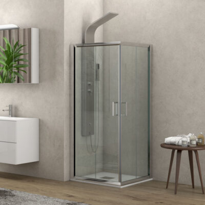Καμπίνα τετράγωνη με διάφανο κρύσταλλο NEW FLORA 100 Cromo KARAG 90x90x170cm