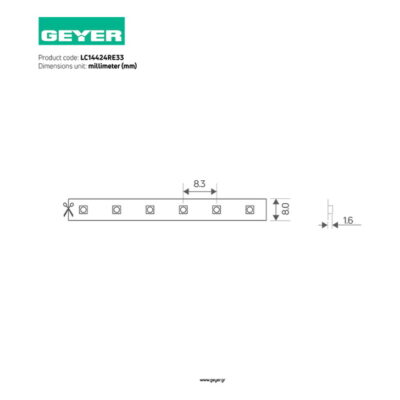 LC14424YE33 Ταινία LED COB 14.4W 24V Κίτρινη 1200lm IP33 GEYER
