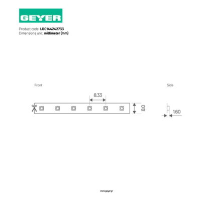 LDC144244033 Ταινία LED DOT COB 14.4W 24V 4000K 1440lm IP33 GEYER