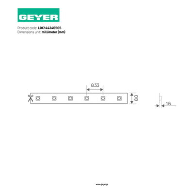 LDC144246565 Ταινία LED DOT COB 14.4W 24V 6500K 1440lm IP65 GEYER