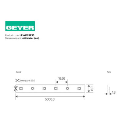 LP14412RE33 Ταινία LED Premium 14.4W 12V κόκκινη IP33 GEYER